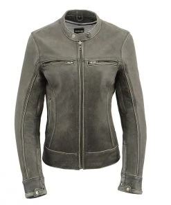 Milwaukee Leather MLL2550 Ladies ‘Scooter ‘Distressed Grey Leather Vented Jacket