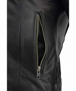 Leather Motorcycle Jackets Milwaukee Leather MLL2551 Ladies ‘Scooter’ Black Leather Vented Lightweight Triple Stitch Jacket