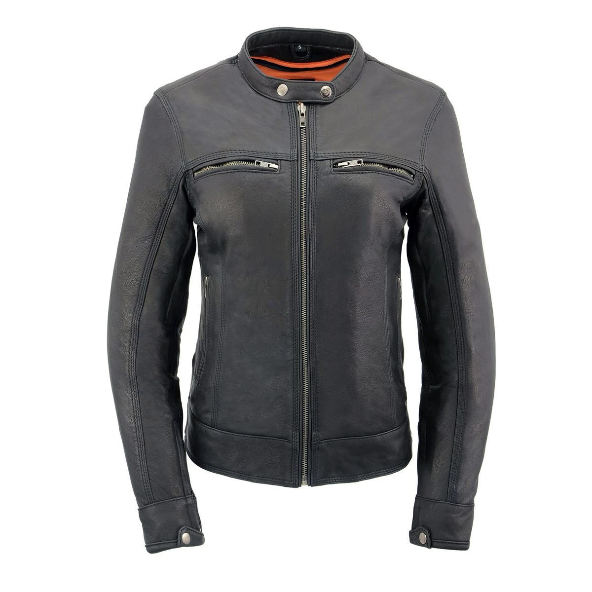 Leather Motorcycle Jackets Milwaukee Leather MLL2551 Ladies ‘Scooter’ Black Leather Vented Lightweight Triple Stitch Jacket
