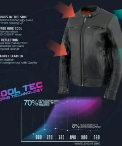 Cool-Tec Jackets Milwaukee Leather MLL2552 Women's Black 'Cool-Tec' Leather Scooter Triple Stitch Jacket