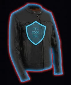 Cool-Tec Jackets Milwaukee Leather MLL2552 Women's Black'Cool-Tec' Leather Scooter Triple Stitch Jacket