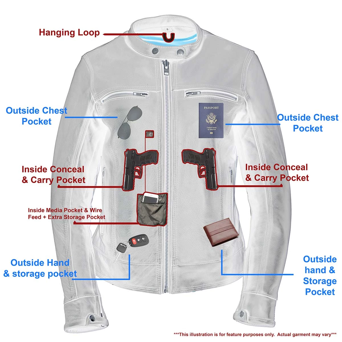 Leather Motorcycle Jackets Milwaukee Leather MLL2551 Ladies ‘Scooter’ Black Leather Vented Lightweight Triple Stitch Jacket