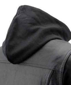 Leather Motorcycle Jackets Milwaukee Leather MLL2555 Women's Black 3/4 Hooded Leather Jacket With Side Stretch
