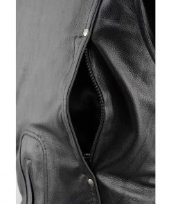 Leather Motorcycle Jackets Milwaukee Leather MLL2555 Women's Black 3/4 Hooded Leather Jacket With Side Stretch