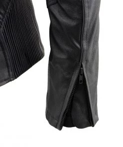 Leather Motorcycle Jackets Milwaukee Leather MLL2555 Women's Black 3/4 Hooded Leather Jacket With Side Stretch