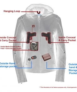 Leather Motorcycle Jackets Milwaukee Leather MLL2555 Women's Black 3/4 Hooded Leather Jacket With Side Stretch