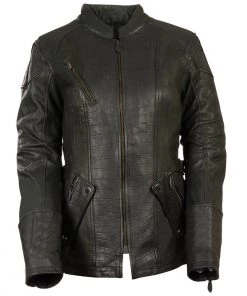Leather Motorcycle Jackets Milwaukee Leather MLL2560 Women's Black 3/4 Length Gator Embossed Leather Jacket