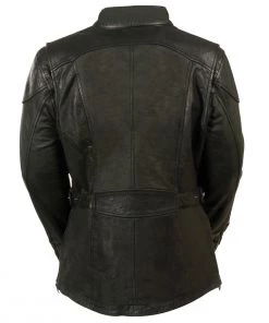 Leather Motorcycle Jackets Milwaukee Leather MLL2560 Women's Black 3/4 Length Gator Embossed Leather Jacket