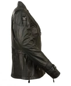 Leather Motorcycle Jackets Milwaukee Leather MLL2560 Women's Black 3/4 Length Gator Embossed Leather Jacket