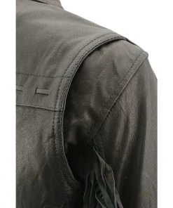 Leather Motorcycle Jackets Milwaukee Leather MLL2565 Ladies “Fringed” Lightweight Black Leather Racer Jacket