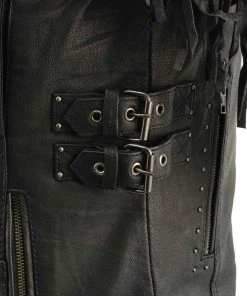 Leather Motorcycle Jackets Milwaukee Leather MLL2565 Ladies “Fringed” Lightweight Black Leather Racer Jacket