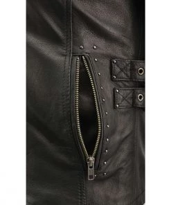 Leather Motorcycle Jackets Milwaukee Leather MLL2565 Ladies “Fringed” Lightweight Black Leather Racer Jacket