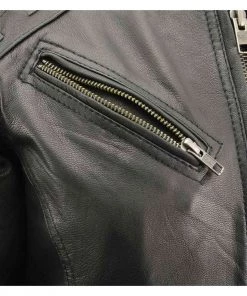 Leather Motorcycle Jackets Milwaukee Leather MLL2565 Ladies “Fringed” Lightweight Black Leather Racer Jacket