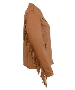 Milwaukee Leather MLL2566 Ladies ‘Fringed Racer’ Lightweight Saddle Leather Jacket Leather Motorcycle Jackets