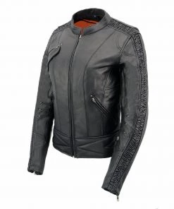 Milwaukee Leather MLL2570 Ladies Phoenix Embroidered Black Leather MC Jacket Leather Motorcycle Jackets