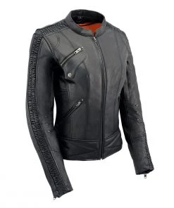 Milwaukee Leather MLL2570 Ladies Phoenix Embroidered Black Leather MC Jacket Leather Motorcycle Jackets