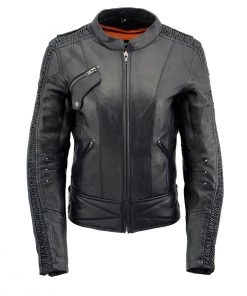 Milwaukee Leather MLL2570 Ladies Phoenix Embroidered Black Leather MC Jacket Leather Motorcycle Jackets