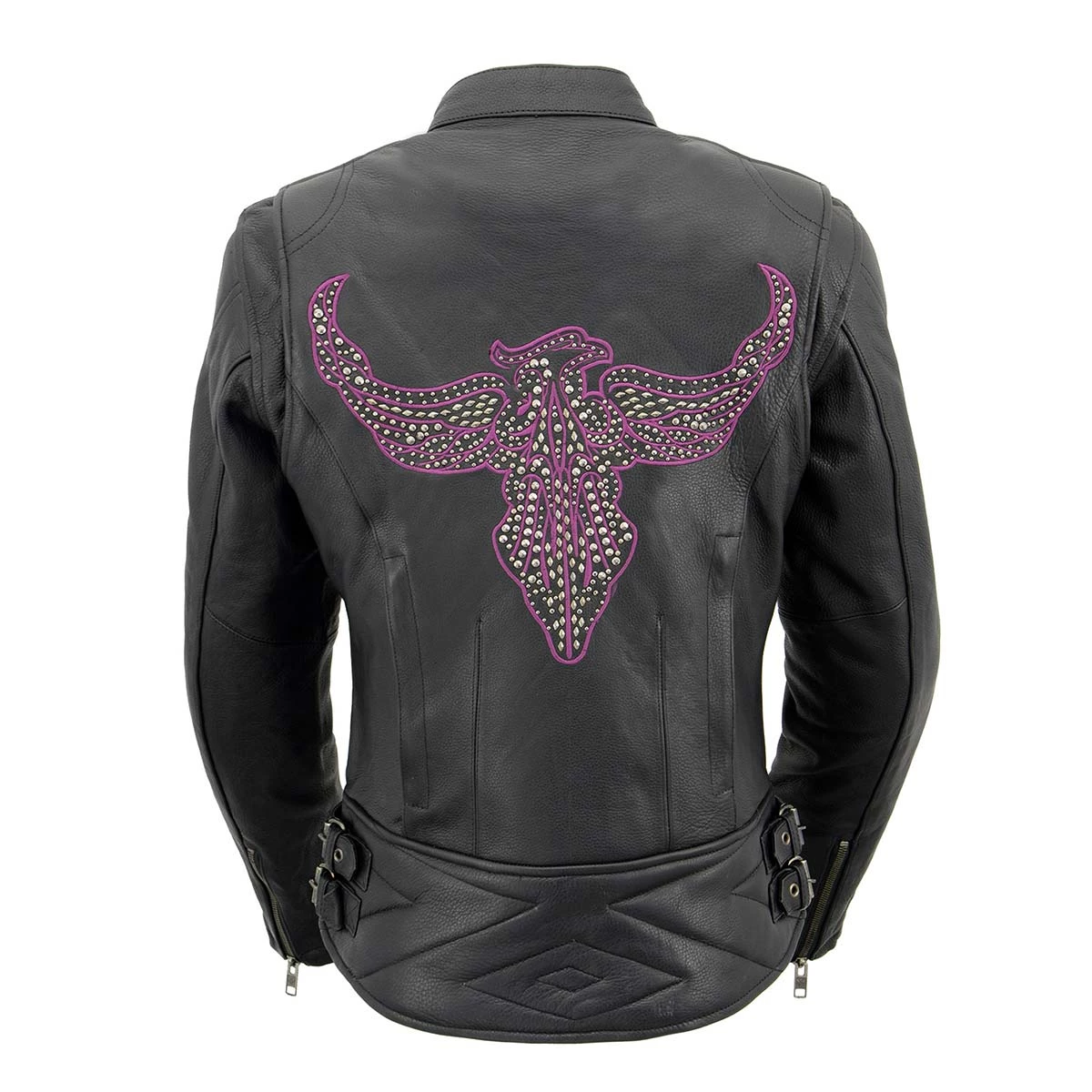 Milwaukee Leather MLL2570 Ladies Phoenix Black Fuchsia Pink Leather MC Jacket Leather Motorcycle Jackets