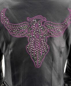 Milwaukee Leather MLL2570 Ladies Phoenix Black And Purple Leather Jacket