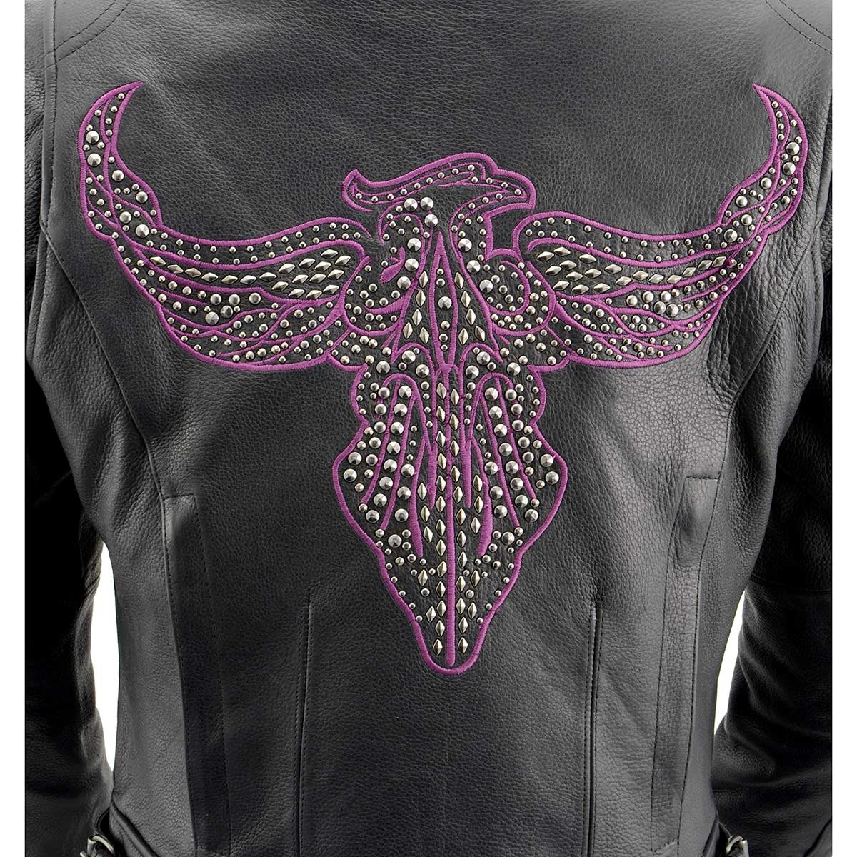 Milwaukee Leather MLL2570 Ladies Phoenix Black Fuchsia Pink Leather MC Jacket Leather Motorcycle Jackets