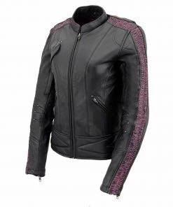 Milwaukee Leather MLL2570 Ladies Phoenix Black Fuchsia Pink Leather MC Jacket Leather Motorcycle Jackets