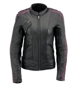 Milwaukee Leather MLL2570 Ladies Phoenix Black Fuchsia Pink Leather MC Jacket Leather Motorcycle Jackets