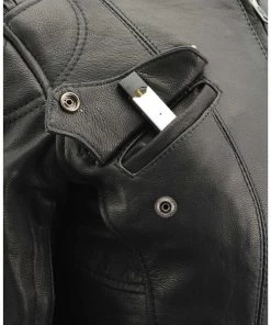 Leather Motorcycle Jackets Milwaukee Leather MLL2571 Ladies Black “Crinkled Arm” Lightweight Racer Jacket