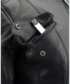 Milwaukee Leather MLL2571 Ladies Black And Purple “Crinkled Arm” Lightweight Racer Jacket