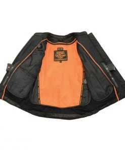 Leather Motorcycle Jackets Milwaukee Leather MLL2571 Ladies Black “Crinkled Arm” Lightweight Racer Jacket