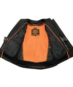 Milwaukee Leather MLL2571 Ladies Black And Purple “Crinkled Arm” Lightweight Racer Jacket