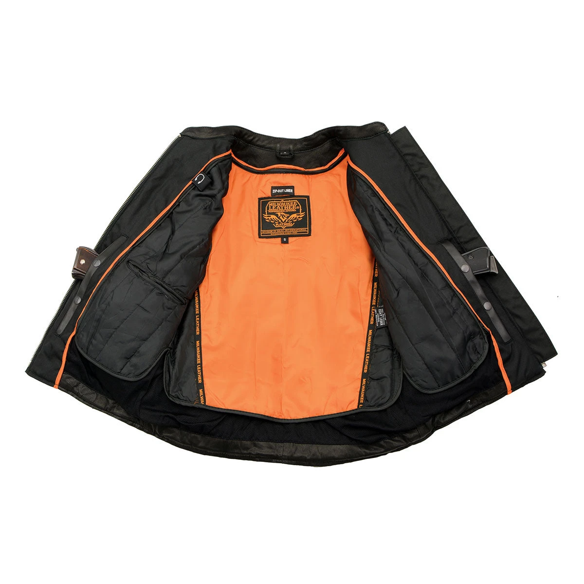 Leather Motorcycle Jackets Milwaukee Leather MLL2571 Ladies Black And Pink “Crinkled Arm” Lightweight Racer Jacket