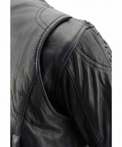 Leather Motorcycle Jackets Milwaukee Leather MLL2571 Ladies Black And Pink “Crinkled Arm” Lightweight Racer Jacket