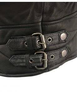 Leather Motorcycle Jackets Milwaukee Leather MLL2571 Ladies Black “Crinkled Arm” Lightweight Racer Jacket