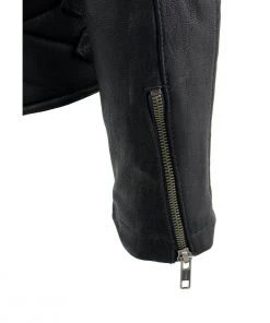 Leather Motorcycle Jackets Milwaukee Leather MLL2571 Ladies Black And Pink “Crinkled Arm” Lightweight Racer Jacket