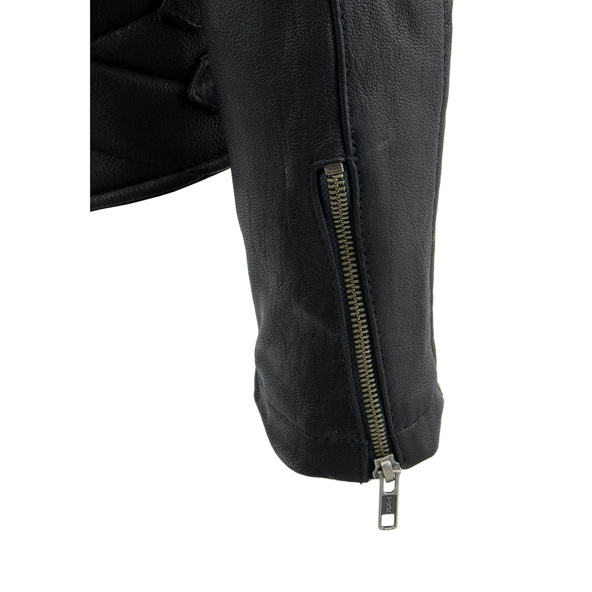 Leather Motorcycle Jackets Milwaukee Leather MLL2571 Ladies Black And Pink “Crinkled Arm” Lightweight Racer Jacket