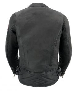 Leather Motorcycle Jackets Milwaukee Leather MLL2571 Ladies Black And Pink “Crinkled Arm” Lightweight Racer Jacket