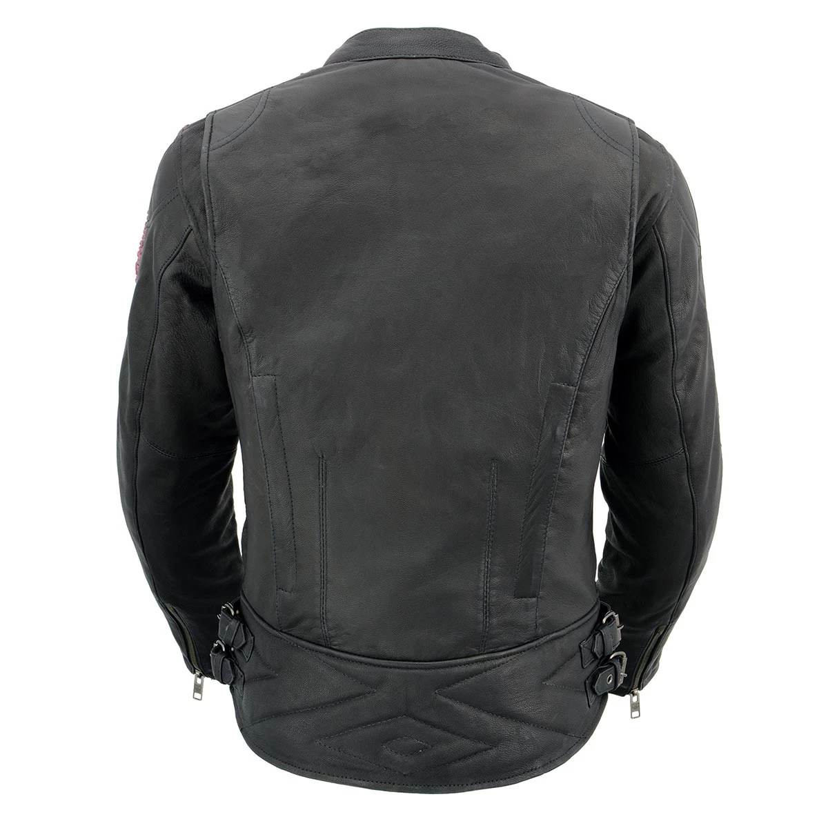 Leather Motorcycle Jackets Milwaukee Leather MLL2571 Ladies Black And Pink “Crinkled Arm” Lightweight Racer Jacket