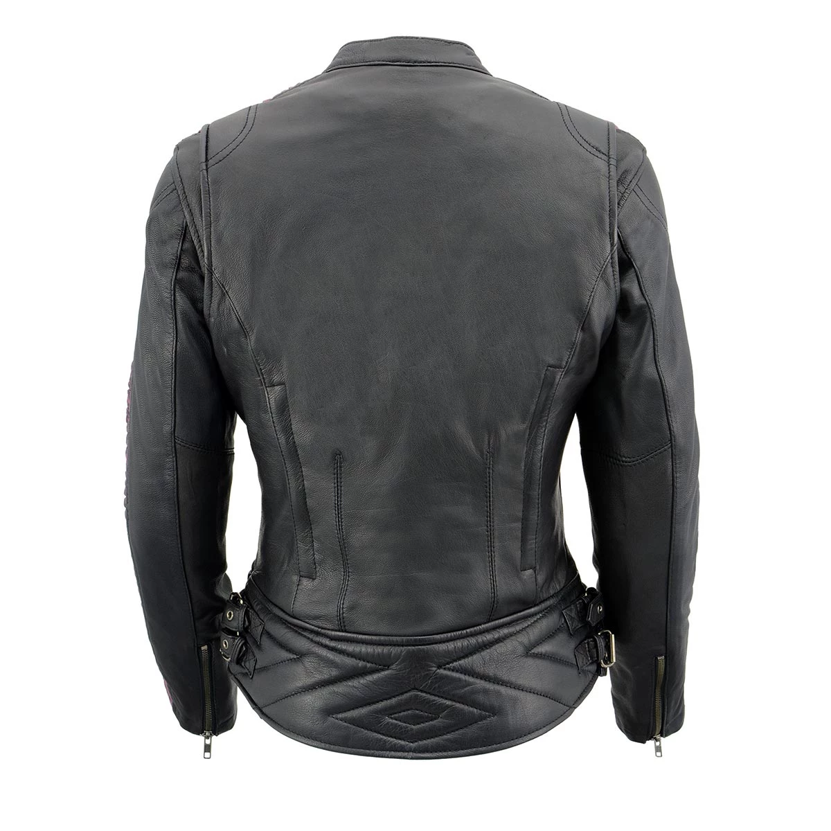 Milwaukee Leather MLL2571 Ladies Black And Purple “Crinkled Arm” Lightweight Racer Jacket