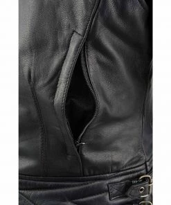 Milwaukee Leather MLL2571 Ladies Black And Purple “Crinkled Arm” Lightweight Racer Jacket