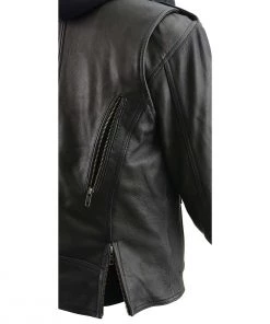 Leather Motorcycle Jackets Milwaukee Leather MLL2575 Ladies Black Vented MC Jacket With Removable Hoodie