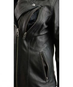 Leather Motorcycle Jackets Milwaukee Leather MLL2575 Ladies Black Vented MC Jacket With Removable Hoodie