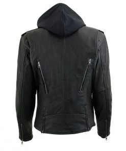 Leather Motorcycle Jackets Milwaukee Leather MLL2575 Ladies Black Vented MC Jacket With Removable Hoodie