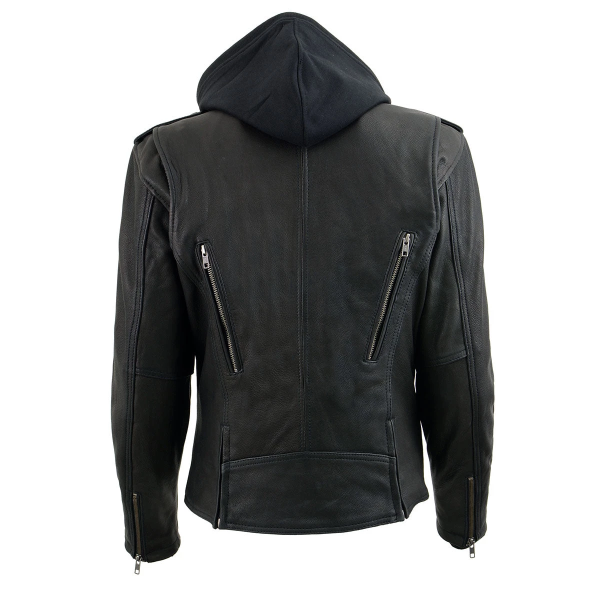 Leather Motorcycle Jackets Milwaukee Leather MLL2575 Ladies Black Vented MC Jacket With Removable Hoodie