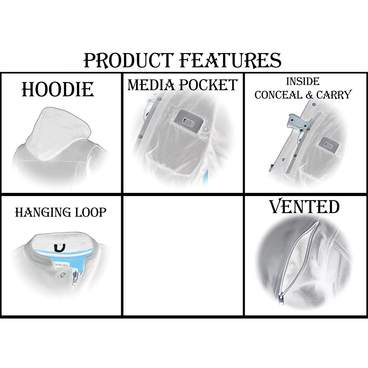 Leather Motorcycle Jackets Milwaukee Leather MLL2575 Ladies Black Vented MC Jacket With Removable Hoodie