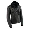 Leather Motorcycle Jackets Milwaukee Leather MLL2575 Ladies Black Vented MC Jacket With Removable Hoodie