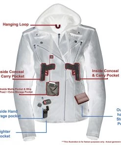 Leather Motorcycle Jackets Milwaukee Leather MLL2575 Ladies Black Vented MC Jacket With Removable Hoodie