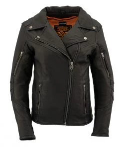Milwaukee Leather MLL2581 Women's Black Leather Lightweight Long Length Vented Jacket