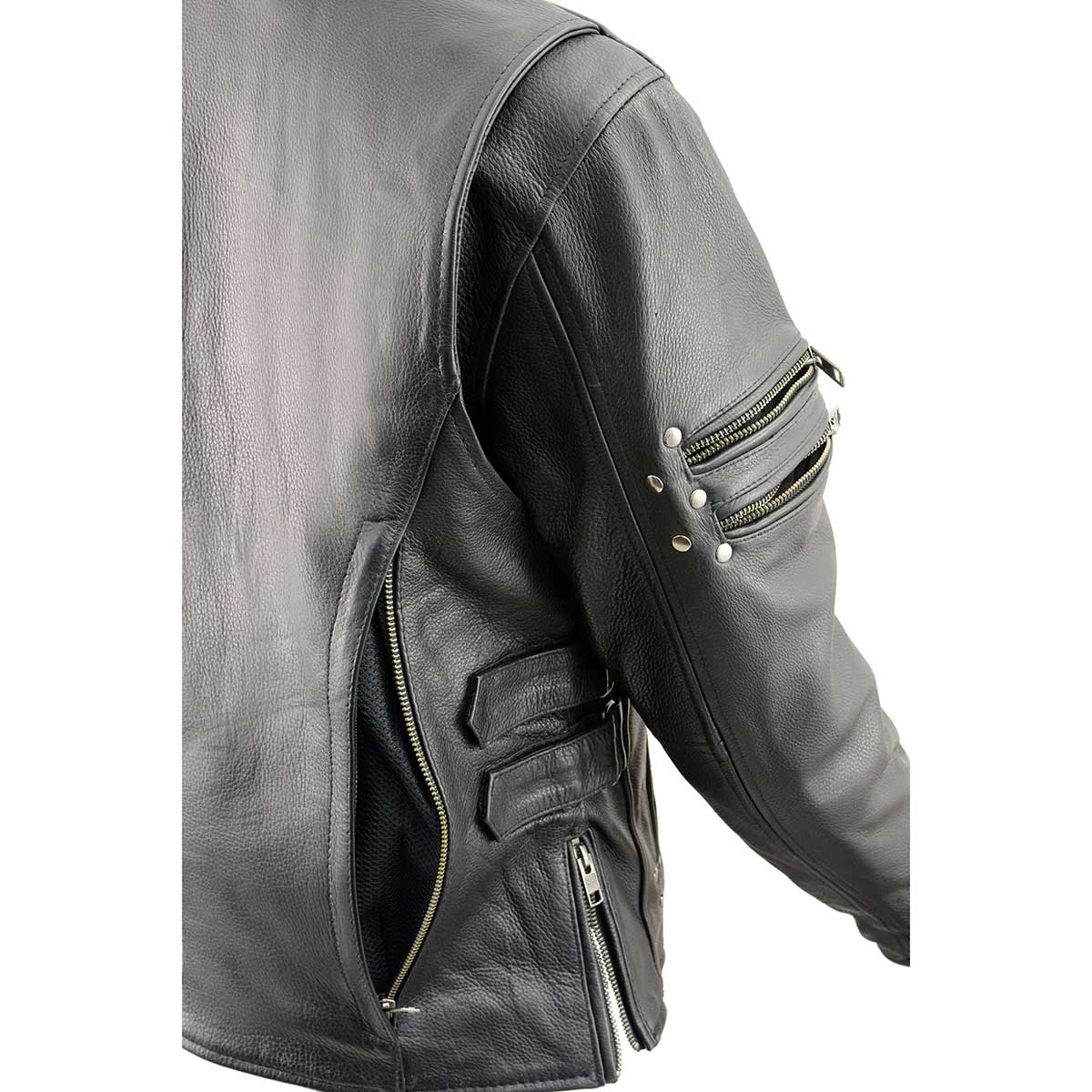 Milwaukee Leather MLL2585 Women's Fitted Belt-less Black Leather Jacket With Rivet Detailing Leather Motorcycle Jackets