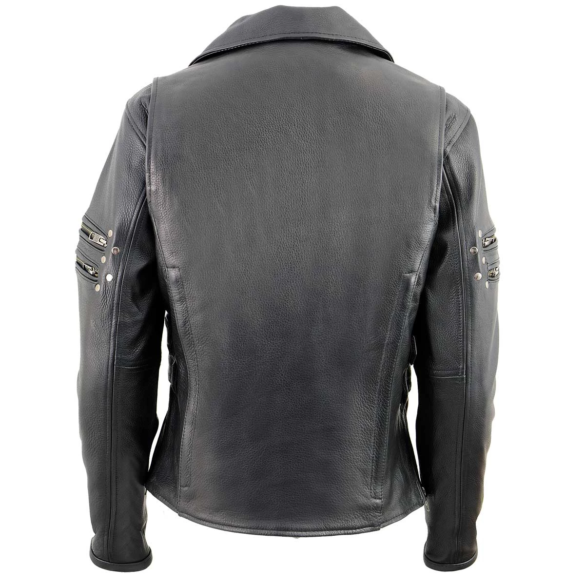 Milwaukee Leather MLL2585 Women's Fitted Belt-less Black Leather Jacket With Rivet Detailing Leather Motorcycle Jackets