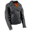 Milwaukee Leather MLL2585 Women's Fitted Belt-less Black Leather Jacket With Rivet Detailing Leather Motorcycle Jackets